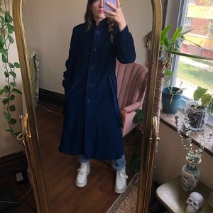 Blue Corduroy Trench Coat